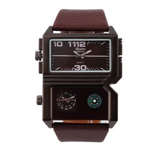 2015 New Design Oulm 3561 Men Military Sport Watch Dual MOvement Outdoor Army Wristwatch Compass Display