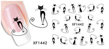 Loveliness Cat Water Transfer Nail Stickers Gel Beauty Decal Makeup temptation Cartoon Cat Sweetheart Animation