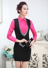 Formal Uniform Styles New 2015 Spring Autumn Business Work Suits Vest + Skirt Ladies Office Blazers Women Outfits Sets Plus Size