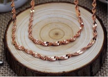 Classic 18k rose gold filled girls womens hollow twisted singapore chain thin necklace 18inches 2mm 2grams