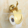 Wall Mounted art of carve Bathroom Golden Brass Toilet paper holder with cover