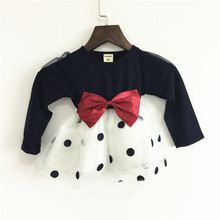 Baby Girls Dress Infant Chiffon Dress With Big Bowknot Kids Fashion Polka Dot Dress 2016 New Spring Roupas Infantil Meninas