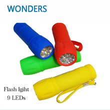 Potable Fasion Mini Flashlight Torch AAA 9 LEDs handy flash light LED mini Torch battery Lamp camping emergency light