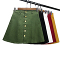 2017 New vintage jeans skirts womens high quality Single breasted A line mini skirt high waist