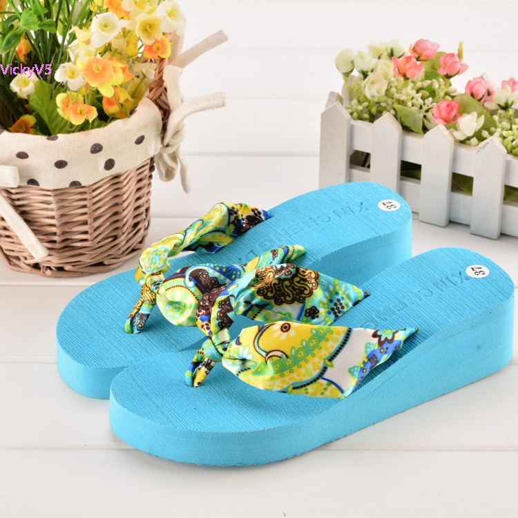 Floral Women Sandals 2015 Flowers Wedges Summer Platform Sandals Beach Slippers Women Flip Flops Shoes Fashion Comfortable 12