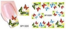 1 Sheet Water Transfer Nail Art Sticker Decal Multi Color Butterfly Design Half Wraps French Manicure