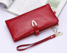 2016 new oil wax leather wallets vintage bag woman wallet brand women wallets purses and handbags clutch purses