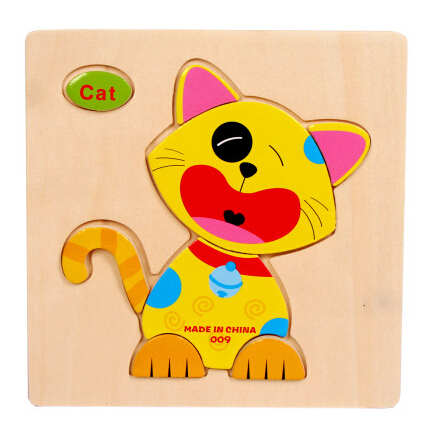 Toys For Children Wooden Cat Cartoon Animals Three-dimensional Children Educational Toys Puzzles Jigsaw Puzzle
