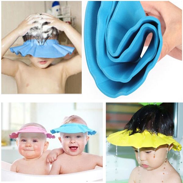 1PCS Wholesale Snap Button Adjustable Baby Shampoo Cap Essential Bath Cap Bath Visor for Baby Children