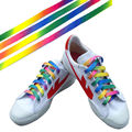 1 Pairs Rainbow Flat Canvas Athletic Shoelace Sport Sneaker Shoe Laces Strings