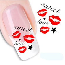Beauty Top Sell Lips Nail Water Stickers Transfer Sticker Nail Art Water Decals Nails Wraps Temporary