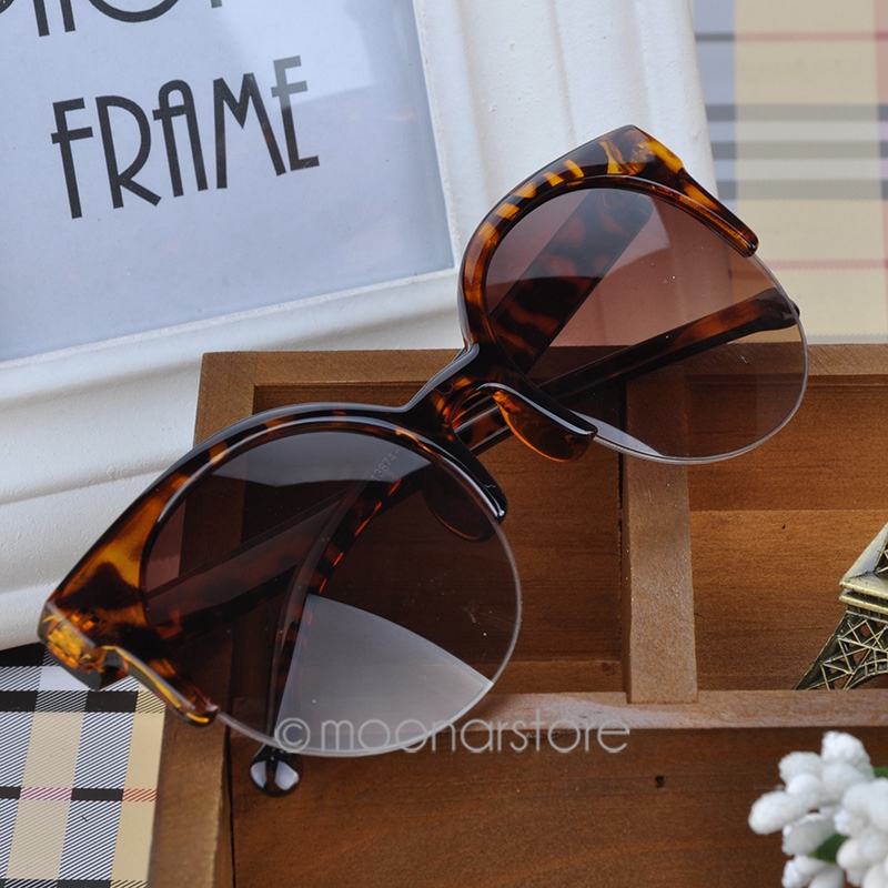 Fashion Cat Eye Sunglasses Women Eyewear Semi Rimless Sun glasses Super Round Circle Cat Eye Sunglasses