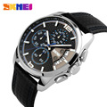 2016 New Sport Watches men Fashion Quartz Wrist watch Waterproof Leather Band Stopwatch Luxury Brand Skmei