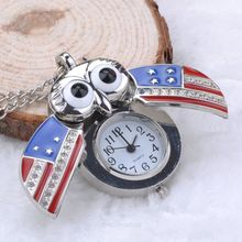 Unique Antique Fashion Alloy Vivid Owl Pocket Watch Pendent Necklace Chain Vintage Fob Watch Active Wings