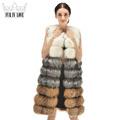 Top Luxury 100 Real Whole Skin Fox Fur Long Vest Natural Fox Fur Sleevless Coat 2016