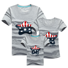 1psc Cartoon Family Matching Outfits T-shirt 9 Color Clothes For matching family clothes mother father daughter son Top Clothing