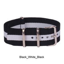 Retro Fashion Black white 22mm Army Military Bracelet Nato watch strap belt Nylon Woven Fiber watchband