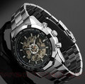 Hot Sale Luxury Luminous Automatic Mechanical Skeleton Dial Stainless Steel Band Wrist Watch Men Women Best