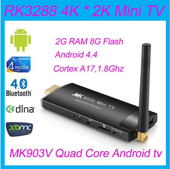 android set top box  MK903V android tv box RK3288 Quad Core android tv dongle 2G/8G WiFi HD Bluetooth android TV Stick Dongle