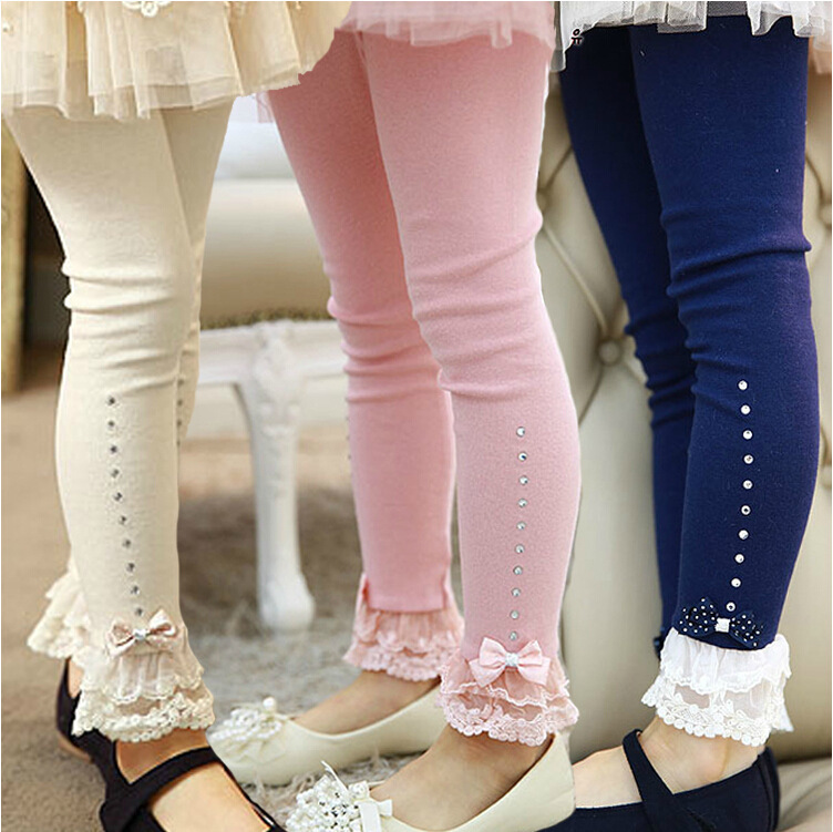 In Stock Girls lace bow Leggings princess Girls panty hose Kid pants child Leggings 2 6