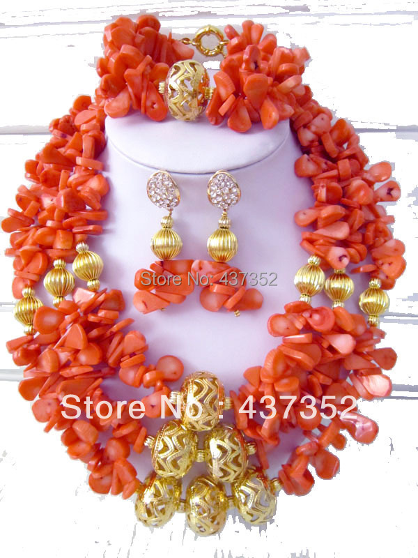 Amazing! Pink Coral Wedding Jewelry Set African Costume Jewelry Coral Beads Jewelry Sets Necklace Bracelet Clip Earrings CWS-047