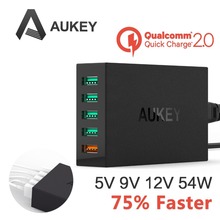 [Qualcomm Certified]Aukey Quick Charge 2.0 54W 5 Ports USB Desktop Charging Station Wall Charger QC2.0 Charger Fast charger HTC