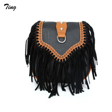 Spain designer brand Tassel Leather Crossbody bags Women Vintage Scrub small Messenger Shoulder Bag Girls Party clutch satchel