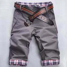 2015 New Summer Style Shorts Mens Cargo Shorts Five Pants Plaid Hem Pocket Casual Short Pants