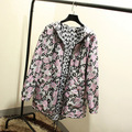 2016 New Autumn Fashion Women Floral Printed Two side Wear Boyfriend Sytle Baseball Jacket Zipper Loose