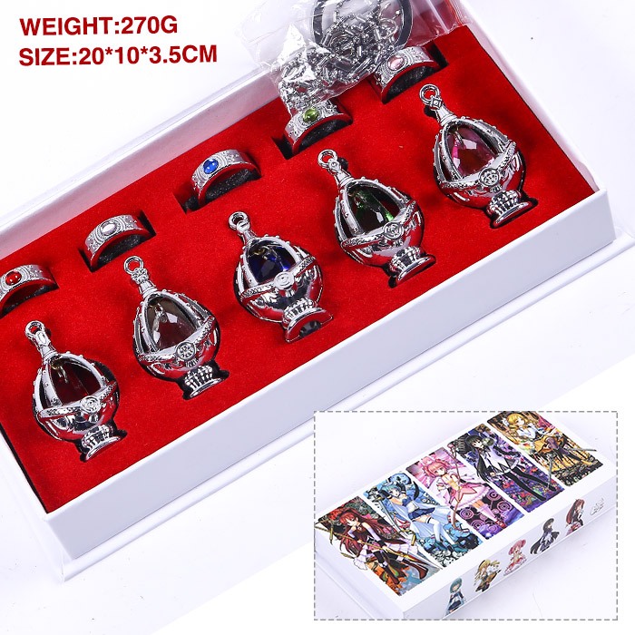 Free shipping Anime Cosplay Jewelry sets Puella Magi Madoka Magica Cosplay Akemi Homura Soul Gem set Pendant Necklace Boxed