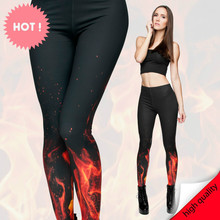Mix City Hot Sale 3d Fire Print Spring Summer Dress Women Leggings Fashion Ladies Fitness Pants Female High Elastic and Quality