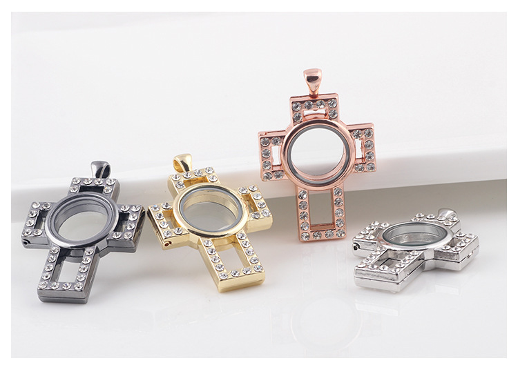 Floating charm .jpg floating Bottle  cross Locket locket Locket Glass Charm Rhinestone locket