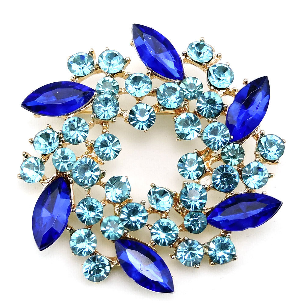 Vintage Blue Crystal Rhinestone Flower 