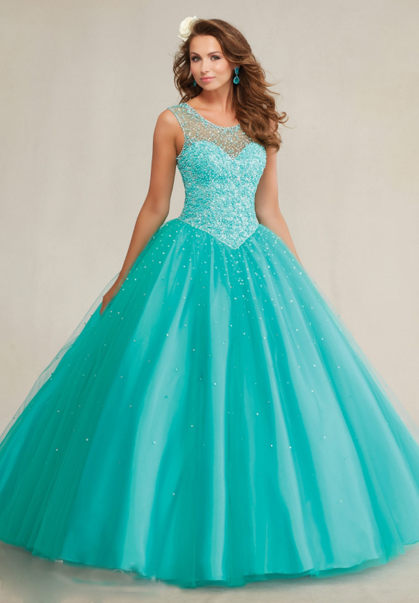Puffy Mint Green Royal Blue Quinceanera Dresses 2016 Top Beaded