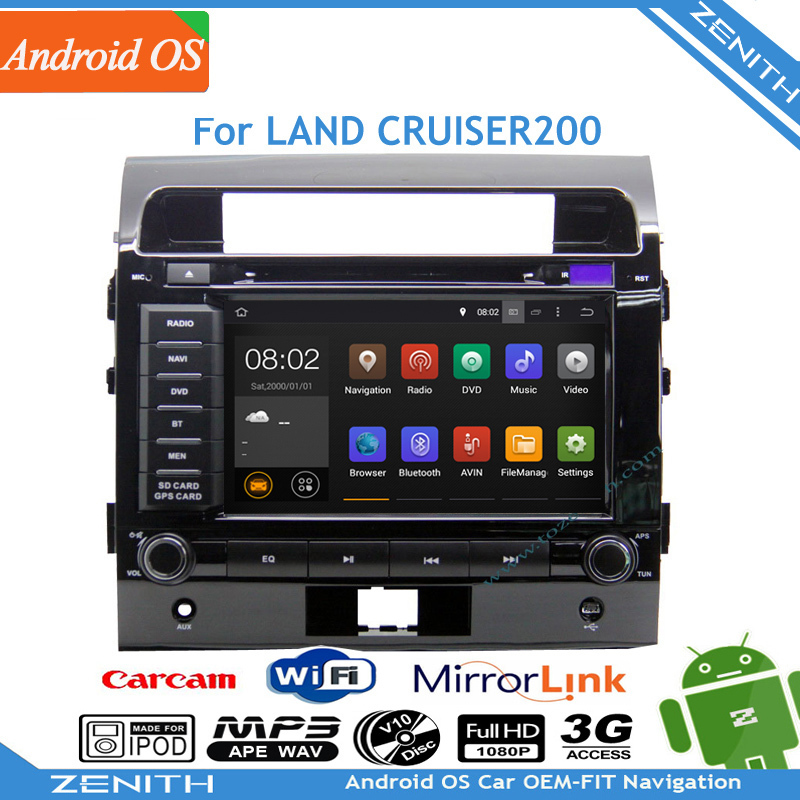 Quad core 1024 600 HD Screen 2 din Android 4 4 Toyota Land Cruiser 200 2007