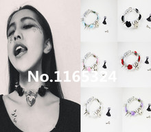 Fashion Sexy punk Harajuku 100 Handcrafted Flower Transparent Clear Safe Heart Collar Choker Lock Key Necklace