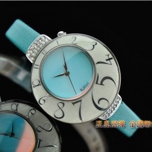 Señora Woman reloj de cuarzo horas mejor vestido de moda de corea pulsera marca helado regalo de la muchacha azul cuero JA504