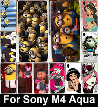 Cool Cartoon TV Despicable Me Yellow Man Painting PC Cover Case For Sony Xperia M4 Aqua Dual E2303 E2333 E2353 Phone Cases Shell
