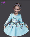 Long Sleeve Girl Dress 2016 Spring Cinderella Dress Kids Costume Brand Butterfly Print Kids Dresses For