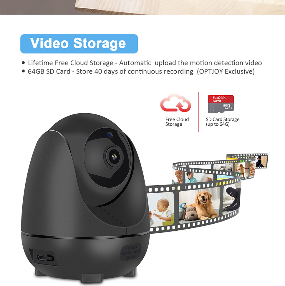 OPTJOY Home Camera Wireless Security Camera 1080P WiFi IP Camera Baby Camera Monitor Indoor Surveillance Camera Auto Night Vision Motion Tracker Two-Way Audio Pan//Tilt//Zoom Home iOS//Android APP Free