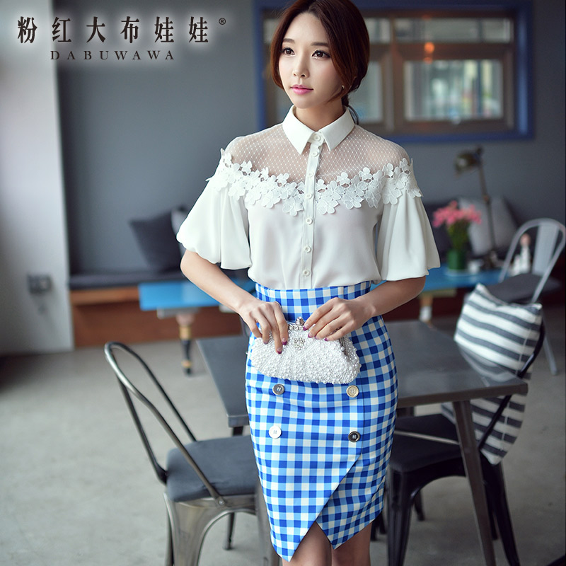 Coat Pink Doll New Spring and summer 2015 Hubble bubble sleeve shirt dress Korean occupation white shirt