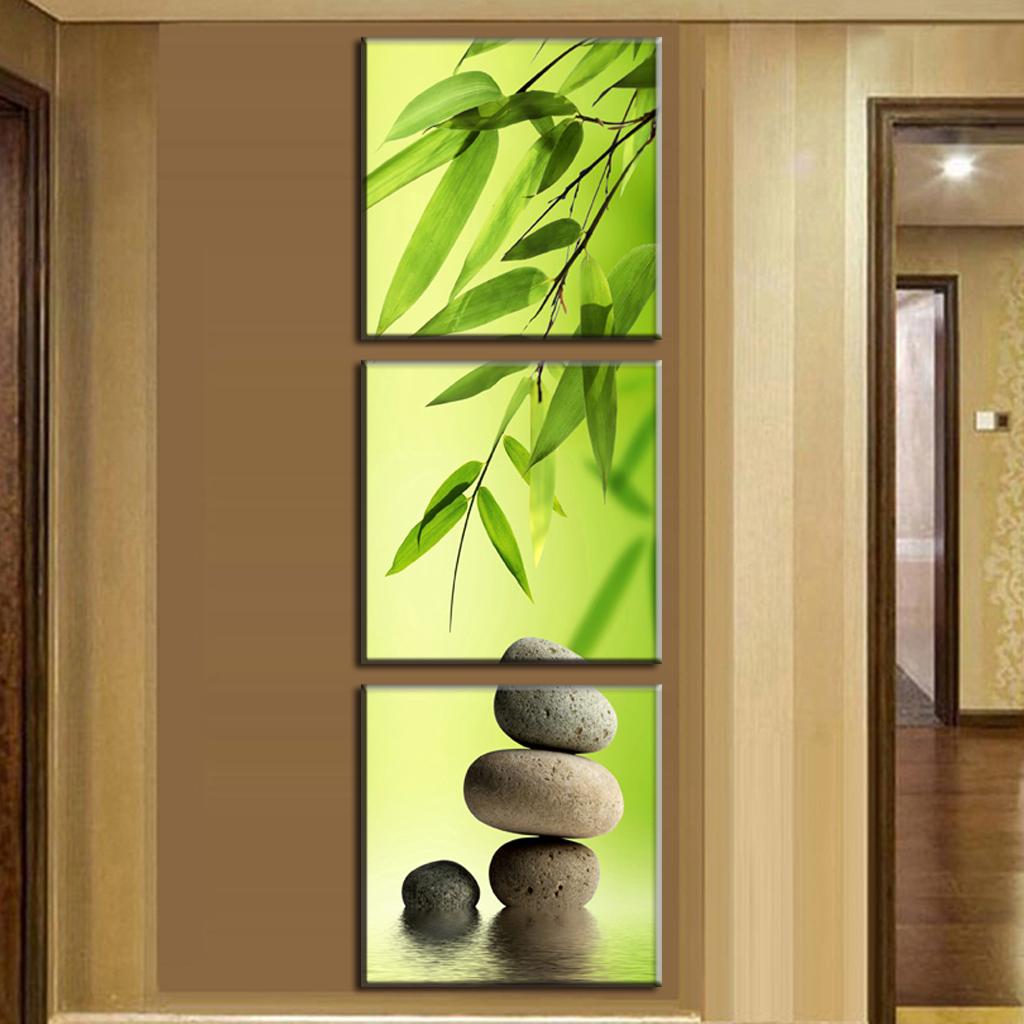 3 Pcs/Set Artist Canvas Still Life painting Bamboo and Stone vertical forms Canvas Prints Wall Pictures for Living Room Picture