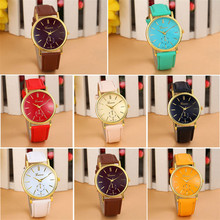 9 Colors 2015 New Arrival cute Unisex Women Men Quartz Leather Band Analog Watches Vogue WristWatch Free shipping