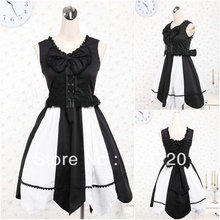 Freeshipping!Black Cotton SHORT Classic Gothic Lolita/victorian dress Civil War Southern Belle Halloween dresses V-960