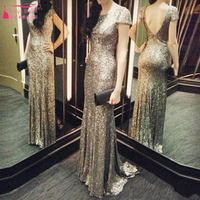 Arabic Evening Prom Dress Sequined Shinny Sequined Bridesmaid Evening Gown vestido de festa robe de soiree