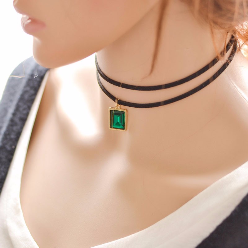 Fashion Gold Plated Square Pendant Statement Women Choker Necklace Jewelry Black Luxury Neck Multilayer Necklaces 620088