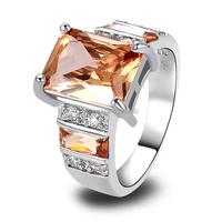 Free Shipping Art Deco Fashion Jewelry Morganite 925 Silver Ring Size 7 8 9 10 11 12 Charming Emerald Cut For Women Wholesale