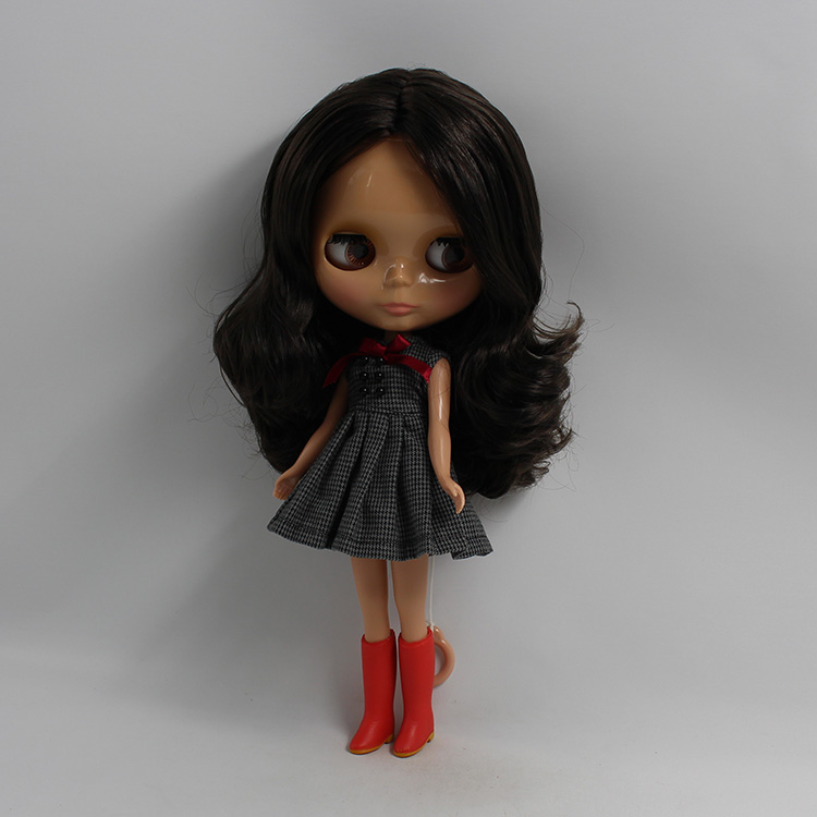 Фотография Nude cute 1/6 fashion doll in dark gray hair black skin suitable for changing DIY doll girls love bjd doll