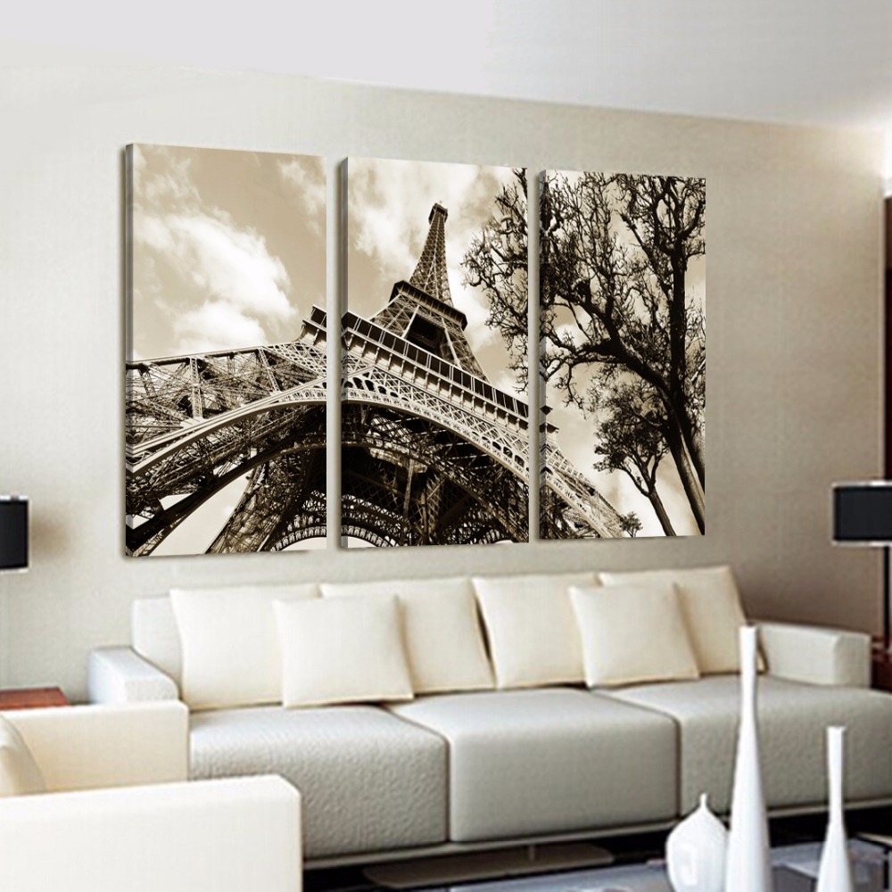 Wall art Canvas Painting Wall Pictures For Living Room Quadros Cuadros Modernos The Paintings Eiffel Tower Decoration No frame