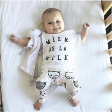 2016 Baby Boy Girl Rompers Spring Newborn Baby Clothes Roupas Infantis Toddler Baby 2Pcs Clothing Sets T-Shirt Bebes Clothes